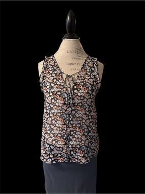 Forever 21 Floral Lace-Up Camisole - Black Peach White